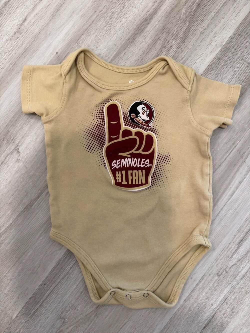 Florida State Seminoles 12M Fan Finger Infant Bodysuit Tan
